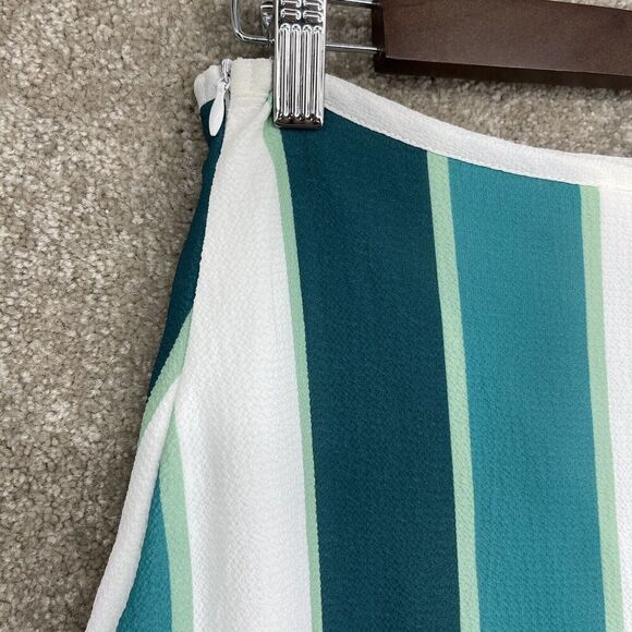 L'atiste By Amy Maxi Skirt NWT Womens Small Green White‎ Stripe A Line Scalloped - Picture 4 of 8